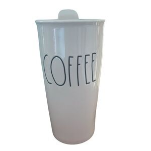 Rae Dunn Coffee Travel Mug Tumbler Large Letter Ivory Ceramic Hot/Cold Cup Lid